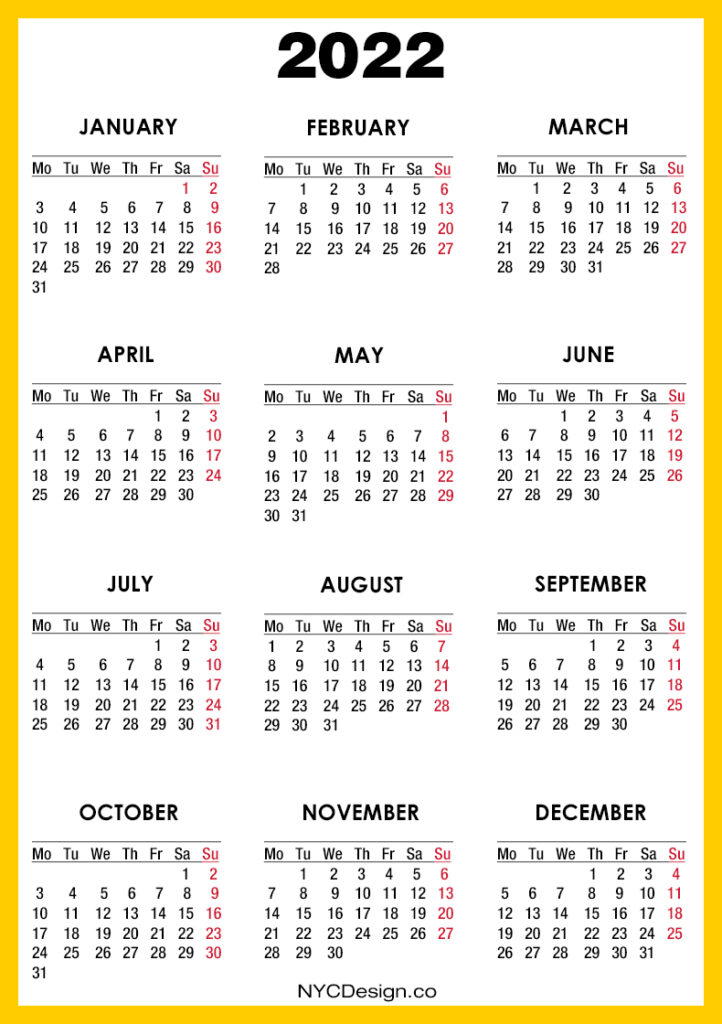 printfree calendar 2022