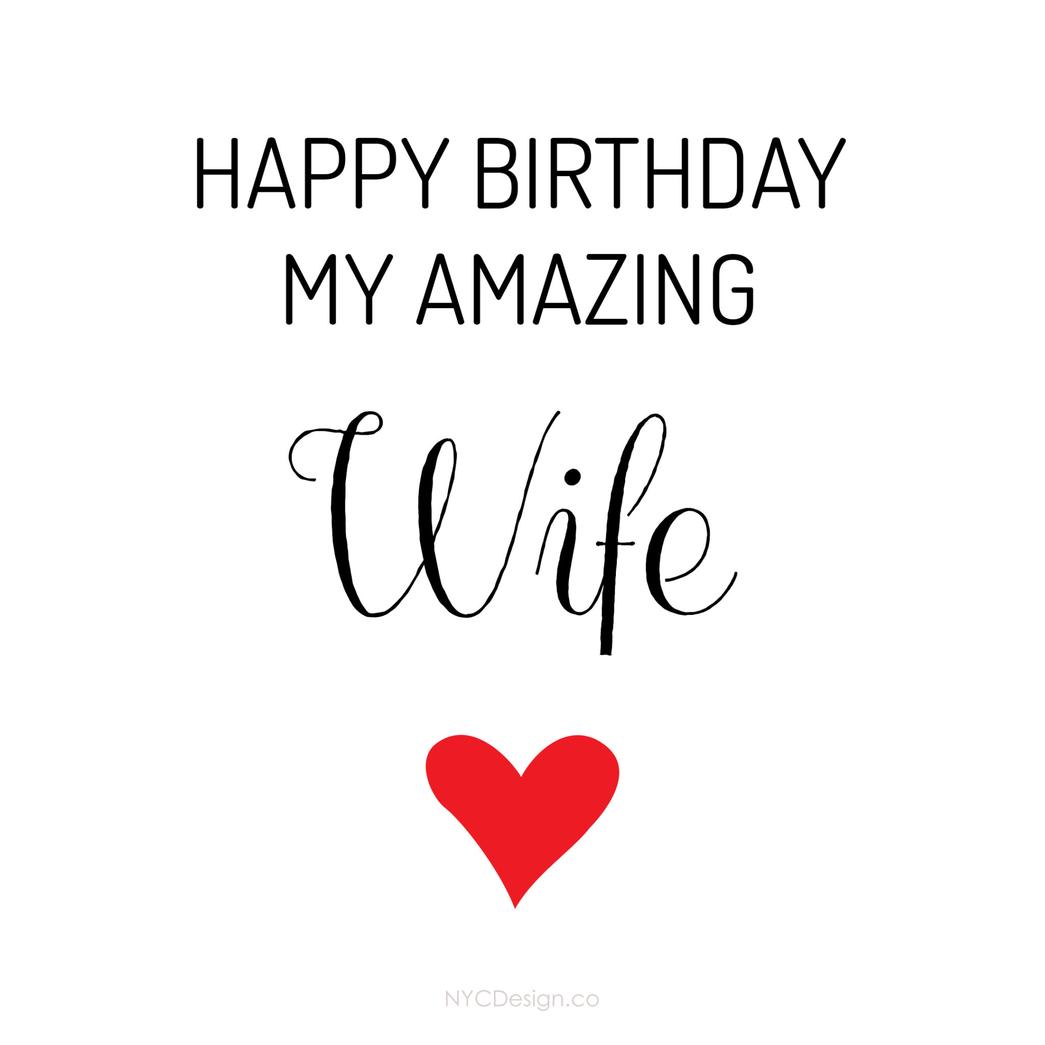 Happy Birthday Card for Wife – NYCDesign.co: Printable Things