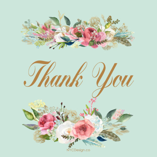 Thank You Cards, Free, Printable: Floral, Blue, Pink, Beige – Nycdesign 