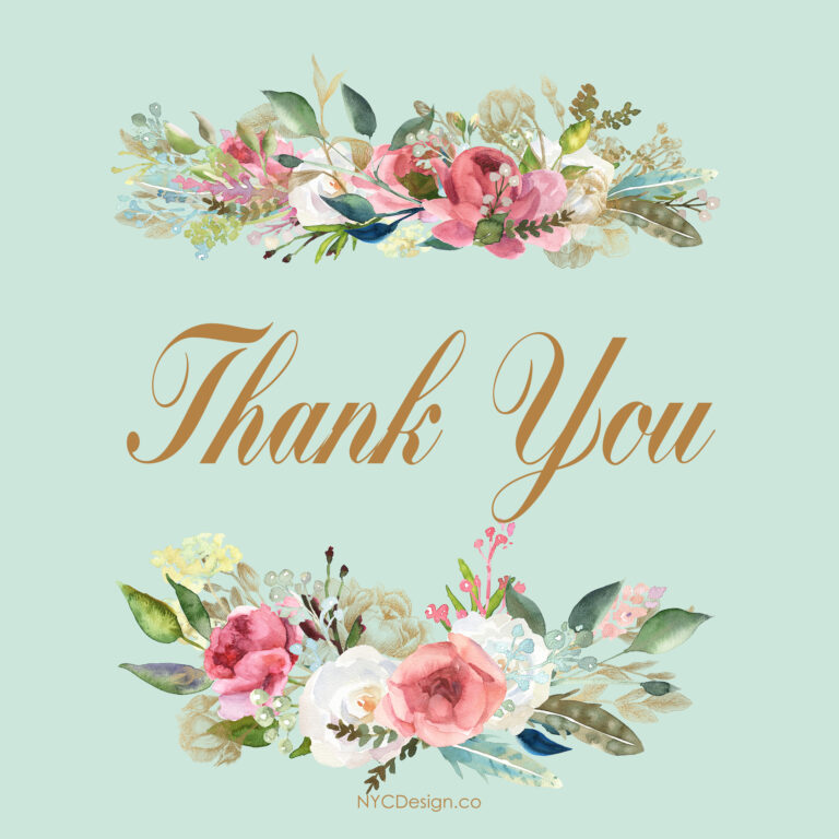 Thank You Cards, Free, Printable: Floral, Blue, Pink, Beige – NYCDesign ...