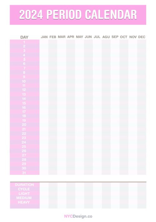 2024 Period Calendars NYCDesign.co Printable Things