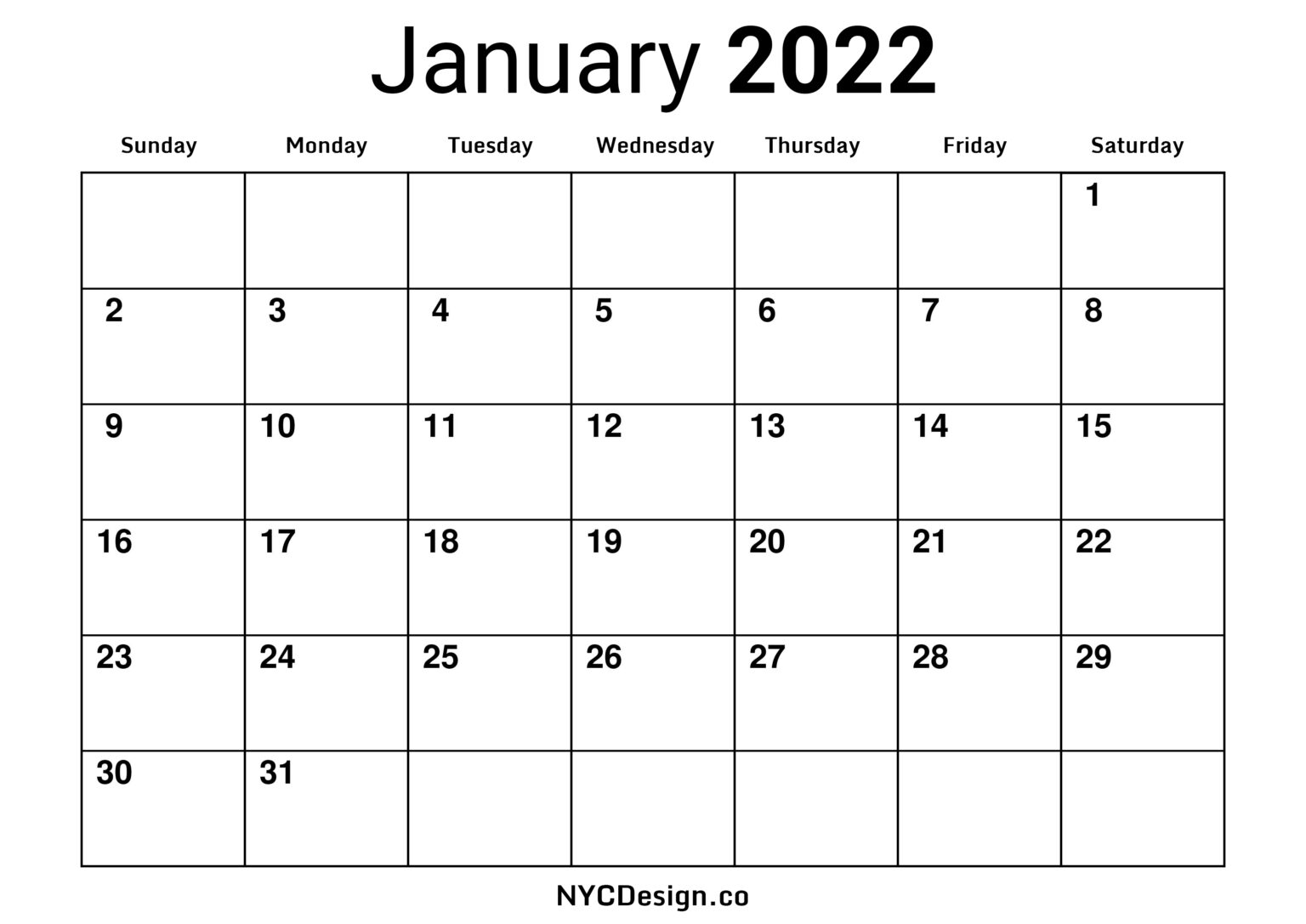 2022 Monthly Calendar & Planner, Modern Printable Free, Horizontal ...