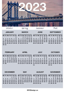 2023 Printable Free New York Calendar – Monday Start – NYCDesign.co
