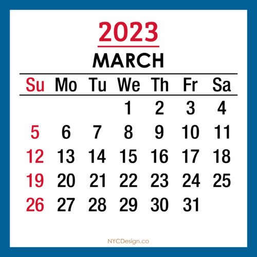 2023 Monthly Calendar with US Holidays, Printable Free – Blue ...